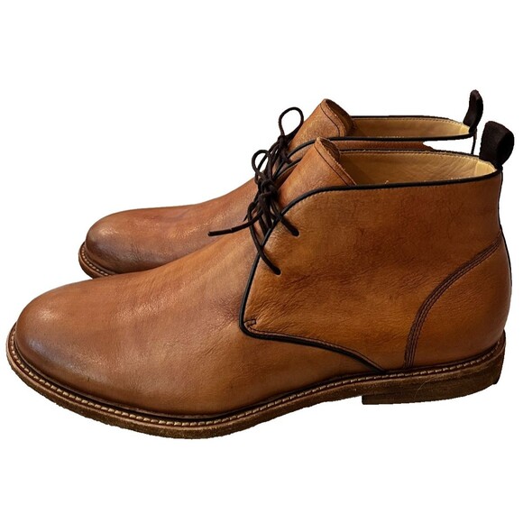 Warfield & Grand Landon Boots Men 12 Brown Leather Plain Toe Lace Up Chukka NEW